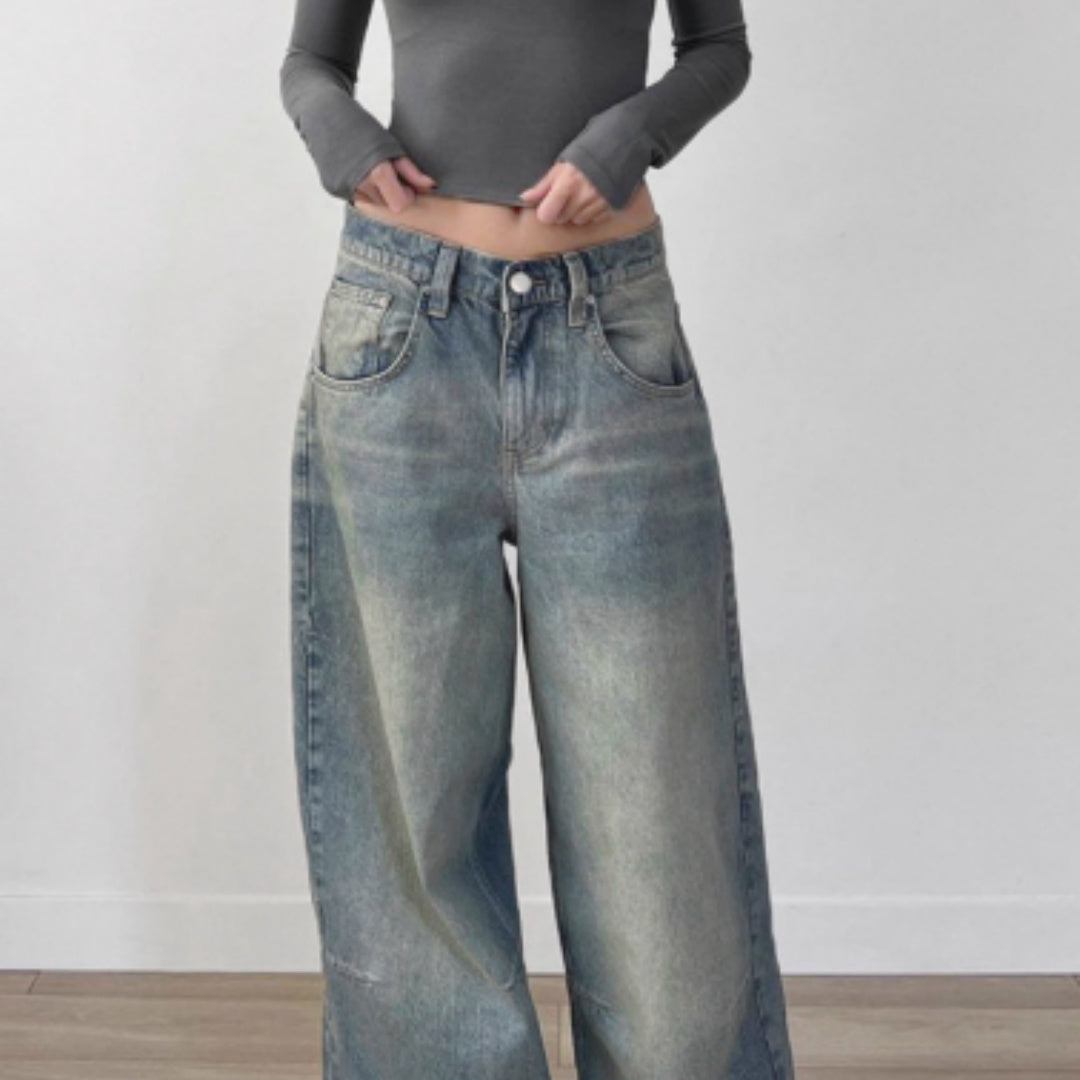 High washed loose baggy jeans 