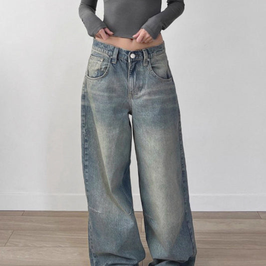 High washed loose baggy jeans 