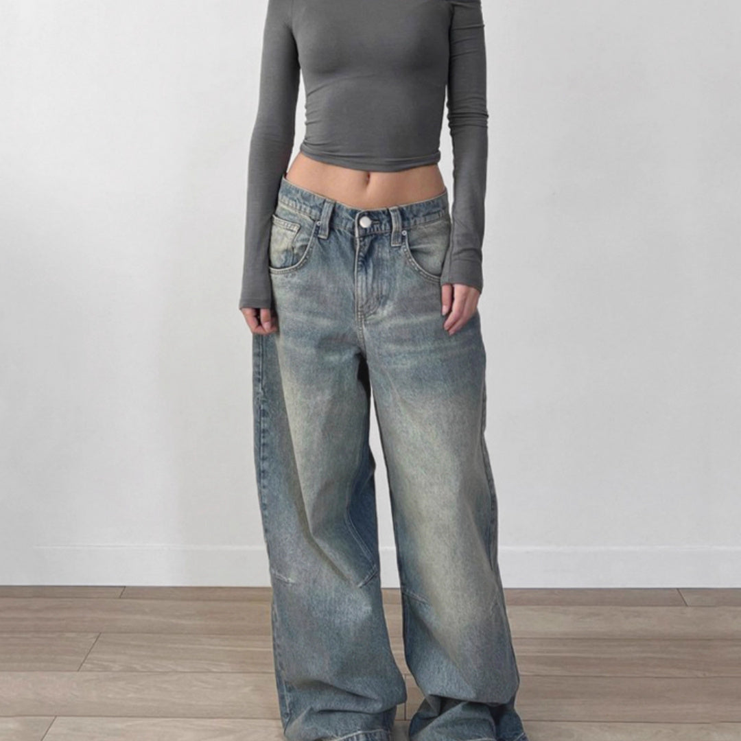 High washed loose baggy jeans 