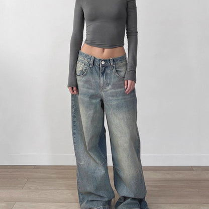 High washed loose baggy jeans 