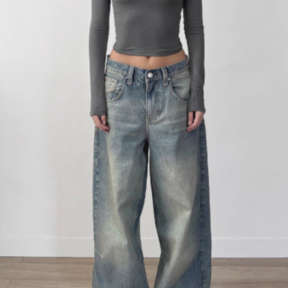 High washed loose baggy jeans 